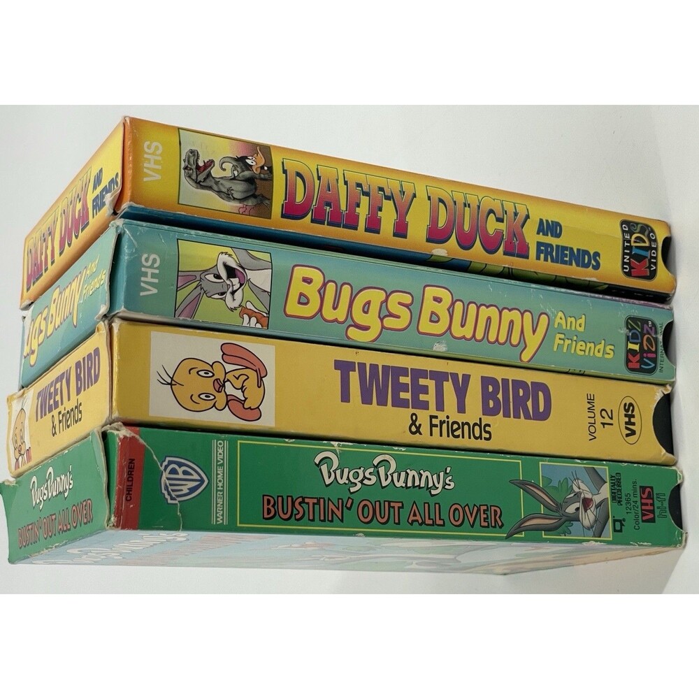 80s 90s Looney Tunes VHS Lot 4 Bugs Bunny Daffy Duck Tweety Warner Bros - Picture 1 of 13